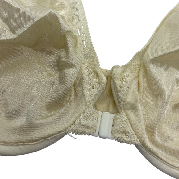 Vintage Sears Nylon & Lycra Spandex Underwire Bra 34ABC Ivory Front Clasp - Picture 2 of 5